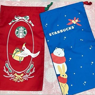 スターバックスコーヒー(Starbucks Coffee)の2枚　【非売品】海外　スターバックス　ロゴ　タンブラー　巾着　ノベルティ(ショップ袋)