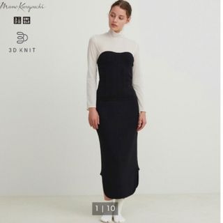 ユニクロ(UNIQLO)のユニクロ 3Dスフレヤーンリブサイドスリットスカートスムース(ロングスカート)