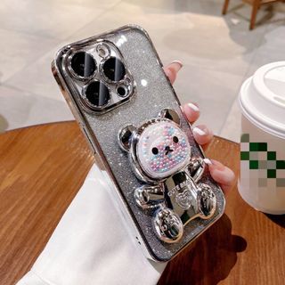 【新入荷】 iPhone15Pro スマホケース くま 韓国 新品 キラキラ(iPhoneケース)