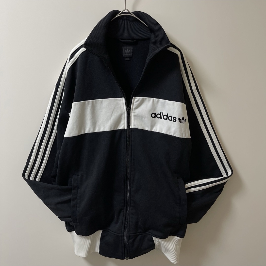 adidas(アディダス)のXL90s】あのちゃん着用アディダス古着トラックジャケット　ジャージ黒ブラック メンズのトップス(ジャージ)の商品写真