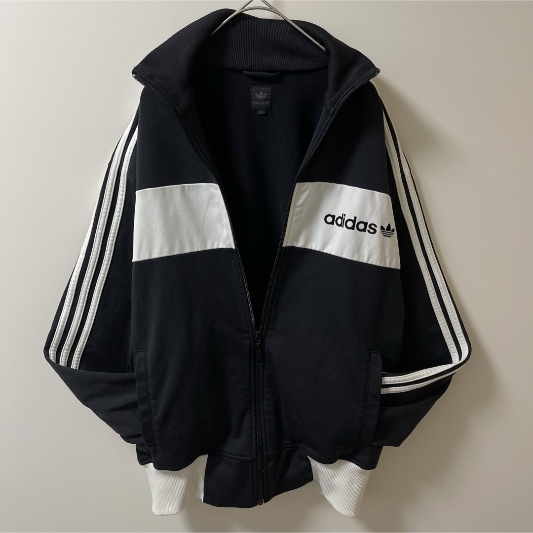 adidas(アディダス)のXL90s】あのちゃん着用アディダス古着トラックジャケット　ジャージ黒ブラック メンズのトップス(ジャージ)の商品写真