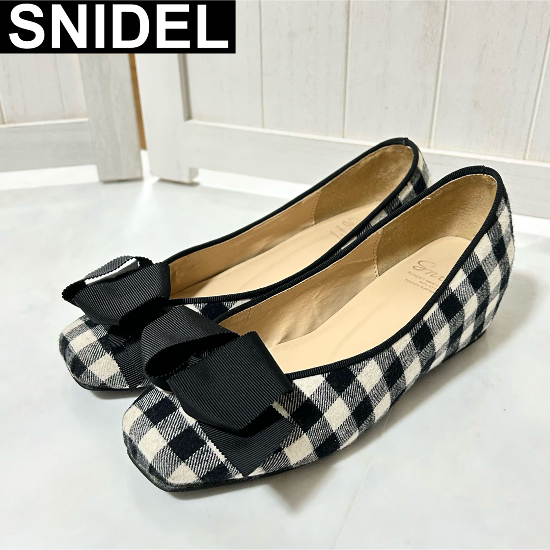 SNIDEL(スナイデル)のSNIDEL スナイデル ギンガムチェック リボン パンプス Sサイズ レディースの靴/シューズ(ハイヒール/パンプス)の商品写真