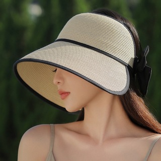 レディース麦わら帽子 UVカット UPF50+ 日焼け防止 小顔効果遮光遮熱通気(麦わら帽子/ストローハット)
