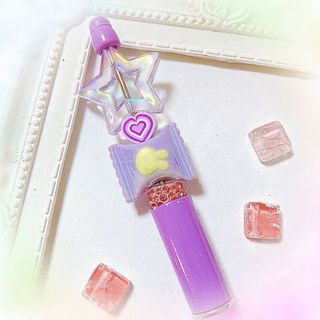 カスタムボールペン③紫＊ビーズボールペン(その他)