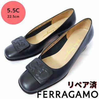 サルヴァトーレフェラガモ(Salvatore Ferragamo)の美品❤フェラガモ【Ferragamo】ガンチーニ パンプス ネイビー(ハイヒール/パンプス)