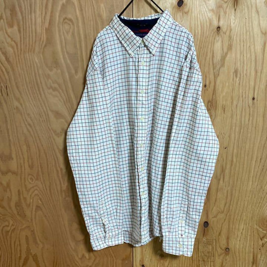 TOMMY HILFIGER(トミーヒルフィガー)のトミーヒルフィガー ホワイト USA古着 90s ボタンダウン 長袖 シャツ 白 メンズのトップス(シャツ)の商品写真