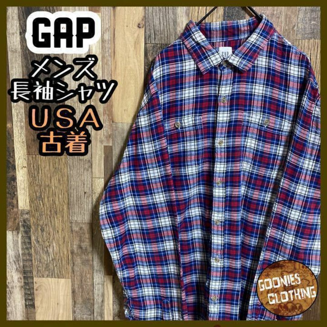 GAP(ギャップ)のGAP ギャップ 長袖 チェック シャツ レッド ブルー カジュアル USA古着 メンズのトップス(シャツ)の商品写真