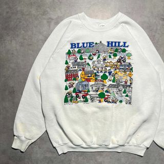 フルーツオブザルーム(FRUIT OF THE LOOM)の【90s】BLUEHILL スーベニアプリントスウェット　ホワイトUSA製(スウェット)