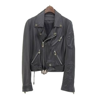 Chrome Hearts - クロムハーツ リップ アンド タン カスタム ダブル ライダース ジャケット レザー SV925 メンズ ブラック CHROME HEARTS 【中古】 【アパレル・小物】