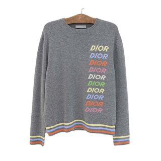 ディオール(Dior)のディオール マルチカラー ロゴ インターシャ ニット 413M649AT774 メンズ グレー Dior 【中古】 【アパレル・小物】(ニット/セーター)