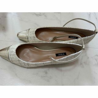 OHGA   COMBI TWEED PUMPS ホワイト 24.5cm(ハイヒール/パンプス)