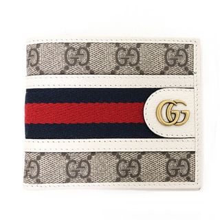 グッチ(Gucci)のグッチ GUCCI オフィディア GG ウォレット 二つ折り財布 GGスプリーム キャンバス 597606 ベージュ ホワイト 未使用品(折り財布)