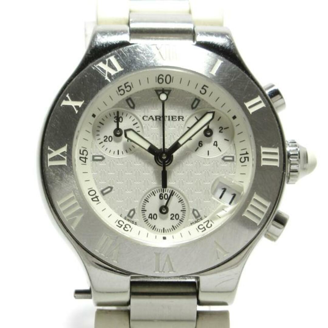 Cartier(カルティエ)のCartier(カルティエ) 腕時計 マスト21クロノスカフSM W10197U2 レディース SS×ラバー/クロノグラフ 白 レディースのファッション小物(腕時計)の商品写真