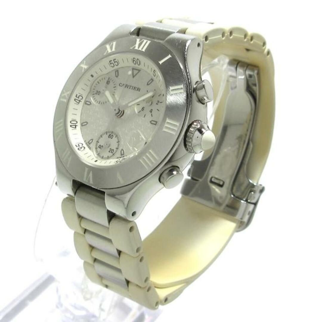 Cartier(カルティエ)のCartier(カルティエ) 腕時計 マスト21クロノスカフSM W10197U2 レディース SS×ラバー/クロノグラフ 白 レディースのファッション小物(腕時計)の商品写真