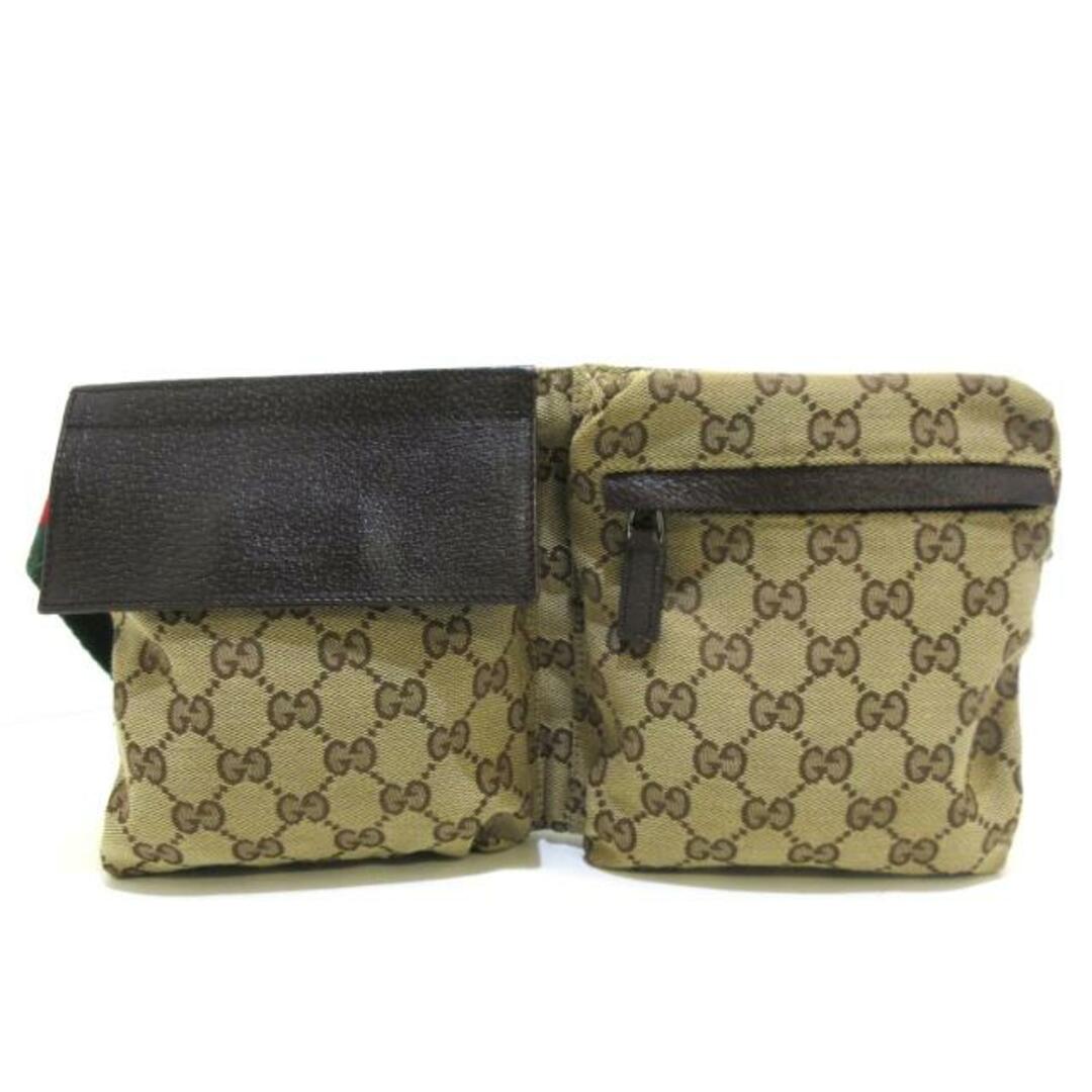 Gucci(グッチ)のGUCCI(グッチ) ウエストポーチ GG柄/シェリー 28566 ベージュ×ダークブラウン×マルチ ジャガード×レザー レディースのバッグ(ボディバッグ/ウエストポーチ)の商品写真