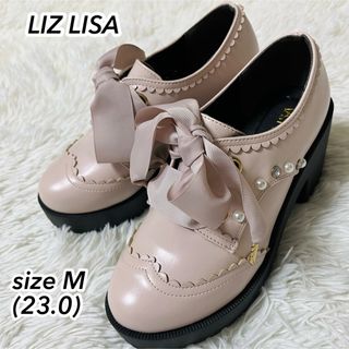 リズリサ(LIZ LISA)の未使用品 LIZ LISA リズリサ リボン ビジュー 厚底ローファー サイズM(ローファー/革靴)