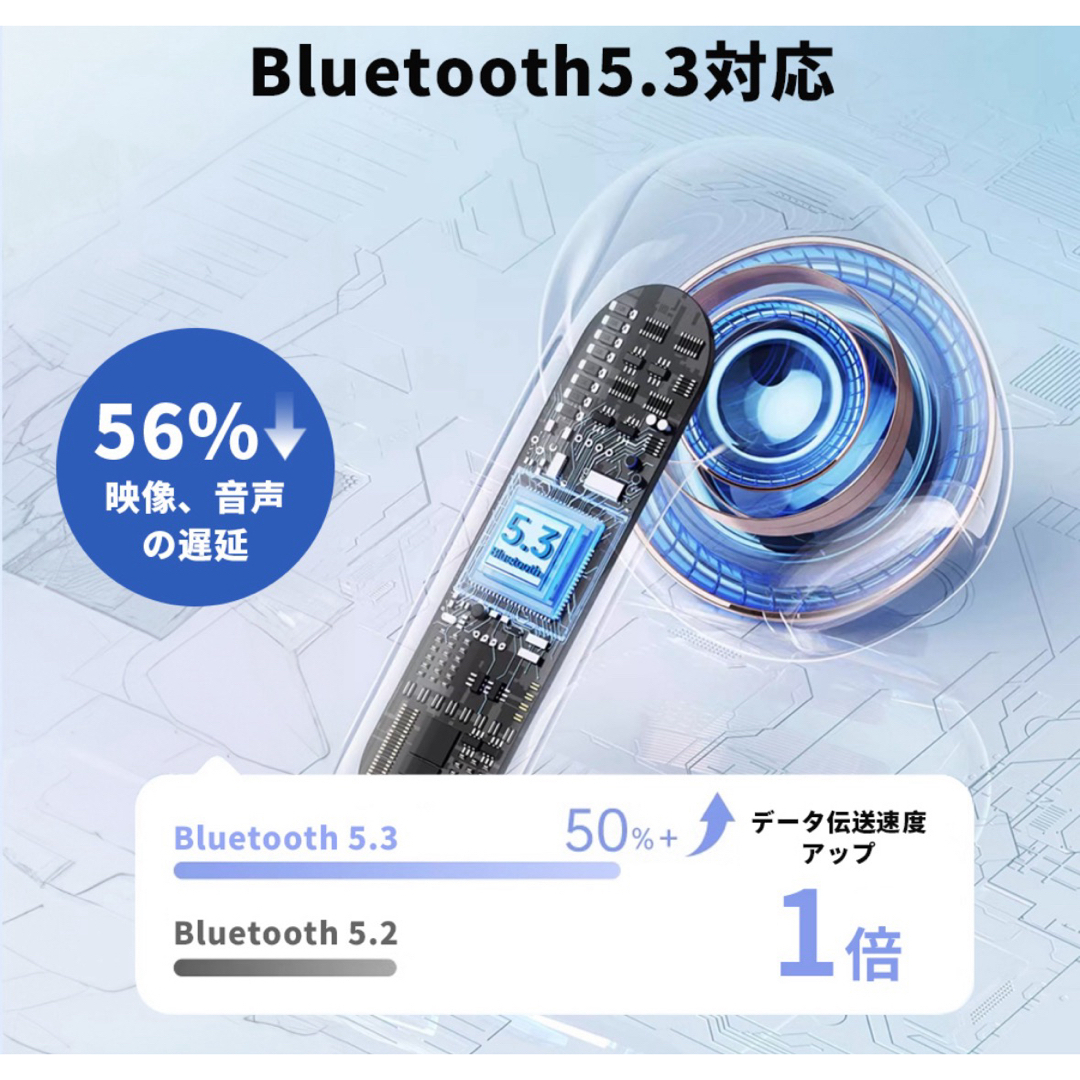 ワイヤレスイヤホン Bluetooth5.3 イヤホン ノイズキャンセリング スマホ/家電/カメラのオーディオ機器(ヘッドフォン/イヤフォン)の商品写真