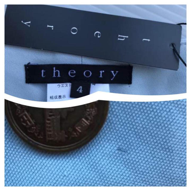 theory(セオリー)の新品 theory セオリー パンツ レディース 4 ホワイト ブルー 青 白 レディースのパンツ(カジュアルパンツ)の商品写真