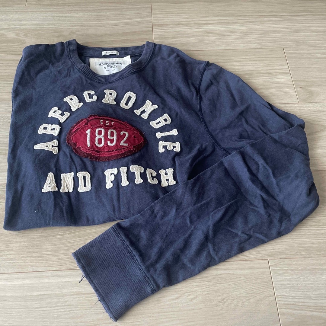 Abercrombie&Fitch(アバクロンビーアンドフィッチ)のアバクロ　長袖Tシャツ　ブルーグレー メンズのトップス(Tシャツ/カットソー(七分/長袖))の商品写真