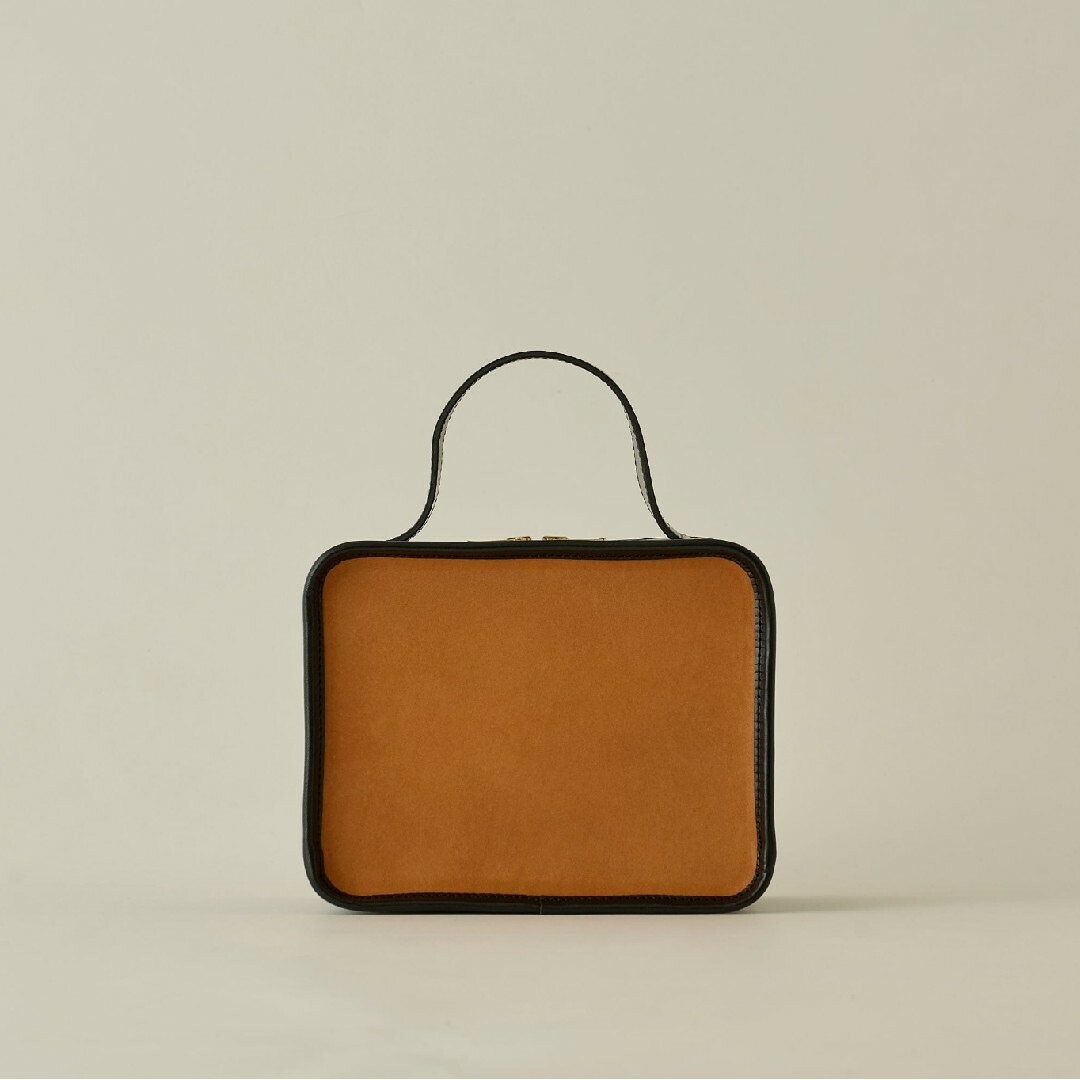 Leather Mini Book Bag -BLACK x CAMEL レディースのバッグ(ハンドバッグ)の商品写真