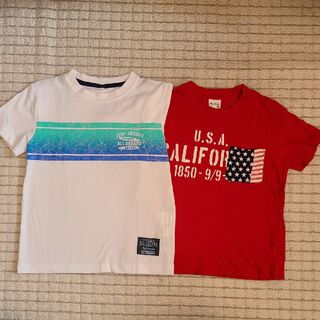 130 Tシャツ　白　赤　セット(Tシャツ/カットソー)