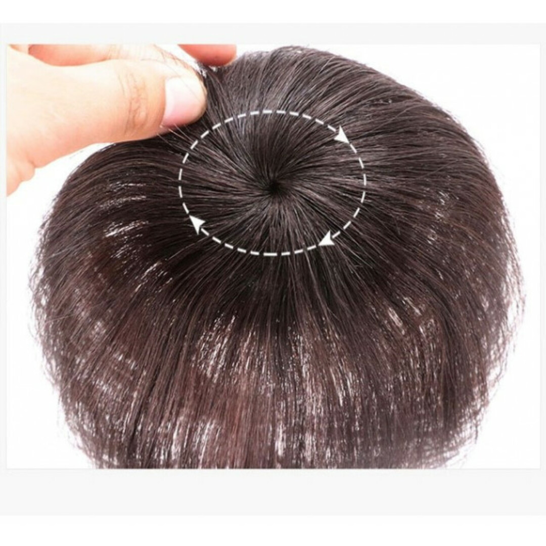 頭頂部ウィッグ 部分かつら つけ毛 ブラウン 茶 ヘアピース 15cm ウィッグ レディースのウィッグ/エクステ(前髪ウィッグ)の商品写真