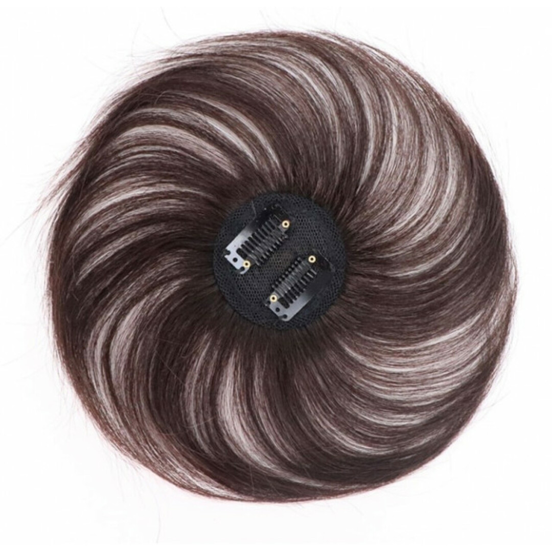 頭頂部ウィッグ 部分かつら つけ毛 ブラウン 茶 ヘアピース 15cm ウィッグ レディースのウィッグ/エクステ(前髪ウィッグ)の商品写真