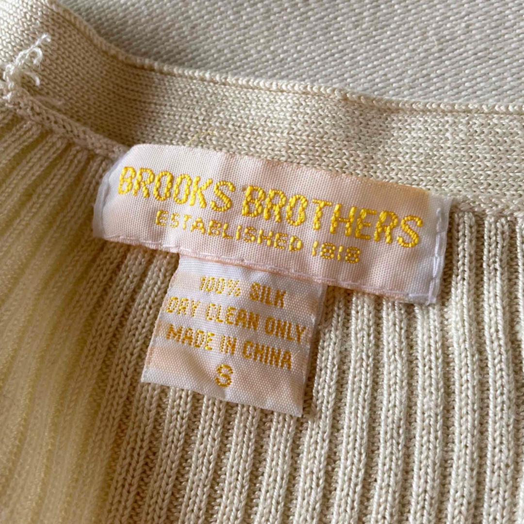 Brooks Brothers(ブルックスブラザース)のブルックスブラザーズ シルク リブニット カーディガン S エクリュ レディースのトップス(カーディガン)の商品写真