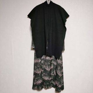 AMERI TOILE DE JOUY WITH KNIT DRESS ニット付き ドレス ワンピース ダークグリーン レディース アメリ【中古】4-0401M∞(ロングワンピース/マキシワンピース)