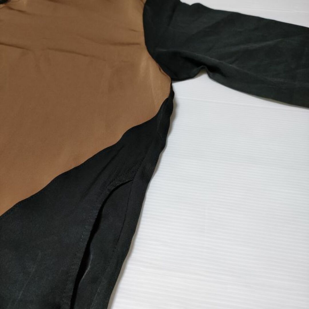 antiqua(アンティカ)のantiqua レース バイカラー ドレス ワンピース ブラウン ブラック レディース アンティカ【中古】4-0401M∞ レディースのワンピース(ロングワンピース/マキシワンピース)の商品写真