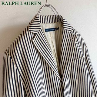 ラルフローレン(Ralph Lauren)のラルフローレン コットン ストライプ テーラードジャケット エクリュ ネイビー(テーラードジャケット)