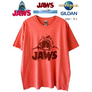 GILDAN - JAWS　ジョーズ　Tシャツ　XL　サーモンピンク　USA古着