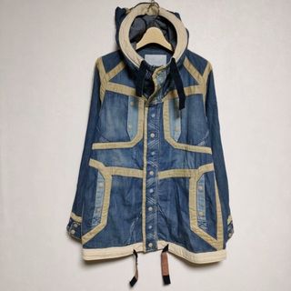 WHITE MOUNTAINEERING デニムパターン切替フーデッドブルゾン ジャケット ブルー メンズ ホワイトマウンテニアリング【中古】4-0401M∞