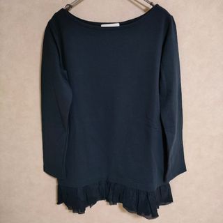 L'Appartement/Deuxieme Classe フリル付きカットソー スウェット Ｔシャツ カットソー ネイビー レディース アパルトモン/ドゥーズィエムクラス【中古】4-0402M△(その他)