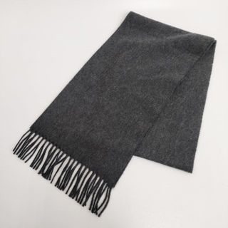 ジョンストンズ(Johnstons)のJohnstons 新品 wovan scarf 定番カシミヤストール マフラーフリンジ 定価25300円 チャコールグレー メンズ ジョンストンズ【中古】4-0402T♪(ストール)