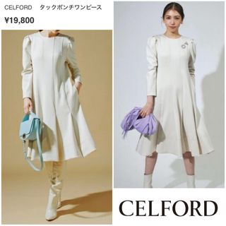 セルフォード(CELFORD)の【美品】CELFORD⭐️セルフォード タックポンチワンピース 38(ひざ丈ワンピース)