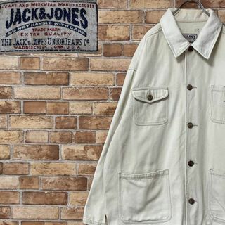 JACK&JONES　デニム地　ハンティングジャケット　ビッグシルエット　L(カバーオール)