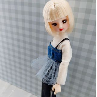 リカちゃん服デニムチュールベストトップ単品(その他)