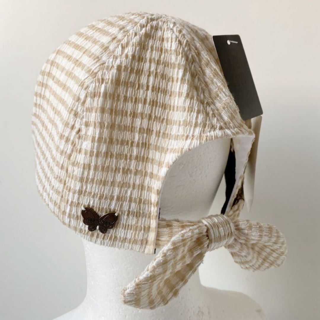 ANNA SUI(アナスイ)のアナスイ リボンキャップ UV 帽子 チェック柄 ライトベージュ レディースの帽子(キャップ)の商品写真