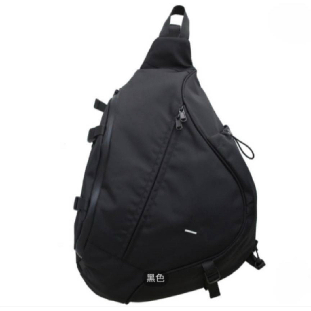 ボディバッグ　黒　ワンショルダー　斜めがけ　ブラック　大容量 　男女兼用 メンズのバッグ(ボディーバッグ)の商品写真