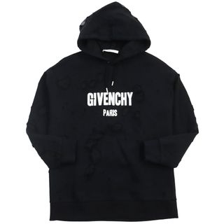 【ドンドン見直し】良品●GIVENCHY ジバンシィ 17A7725485 デストロイ加工 プルオーバー スウェットパーカー フーディ ブラック S 正規品 メンズ