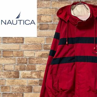 NAUTICA - ノーティカ　セーリングジャケット　ジップアップ　刺繍ロゴ　赤　アウトドア　L