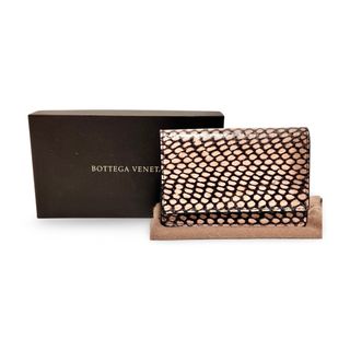 ボッテガヴェネタ(Bottega Veneta)のBOTTEGA VENETA ボッテガヴェネタ パイソン カードケース 名刺入れ ピンクベージュ 超美品 Aランク(名刺入れ/定期入れ)