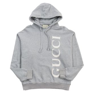 Gucci - 【ドンドン見直し】良品●GUCCI グッチ 604974 ロゴプリント プルオーバー スウェットパーカー フーディ グレー XS 伊製 正規品 メンズ