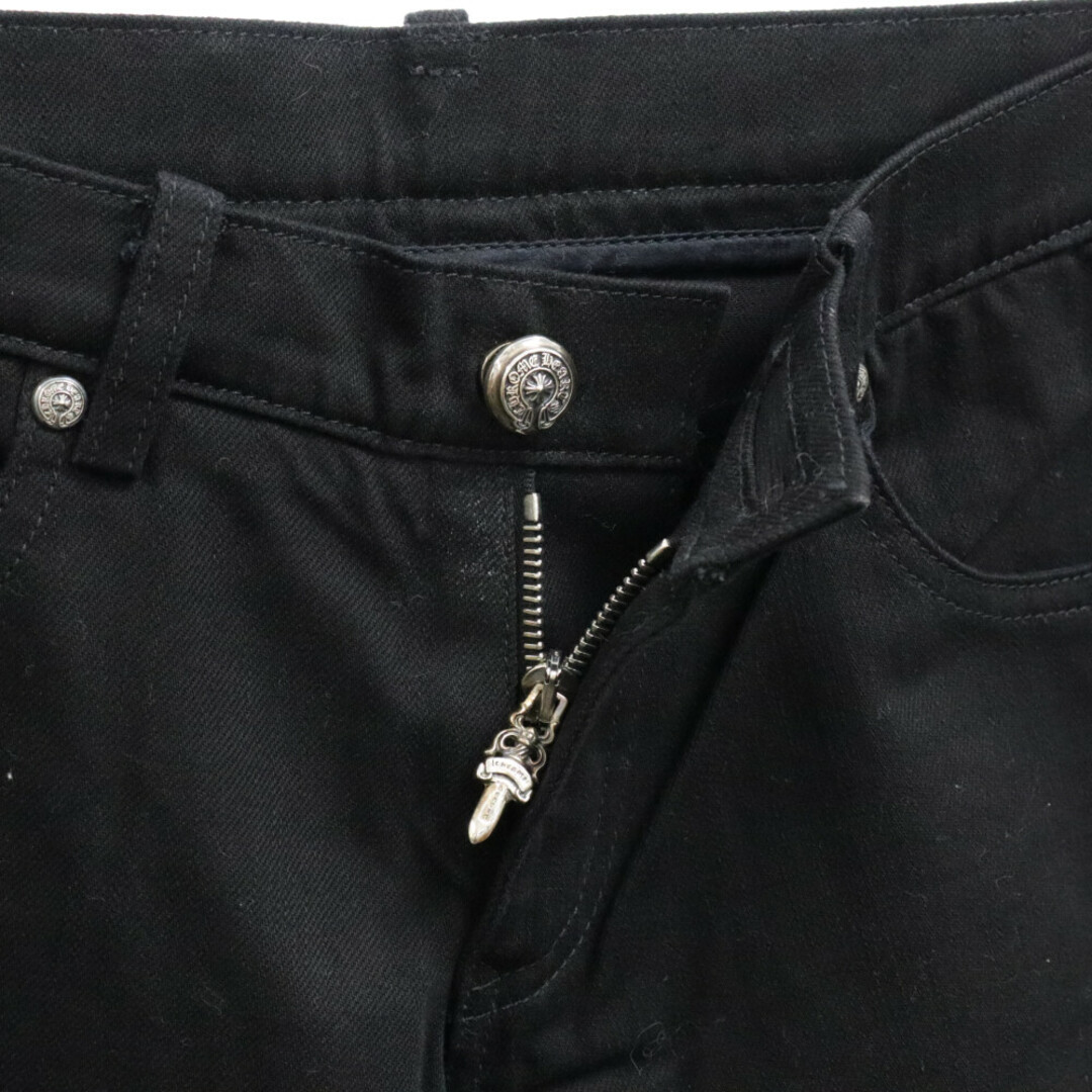 Chrome Hearts(クロムハーツ)のCHROME HEARTS クロムハーツ FLEURKNEE DNM PANTS フレアニー ステッチデニムパンツ ブラック レディース レディースのパンツ(デニム/ジーンズ)の商品写真