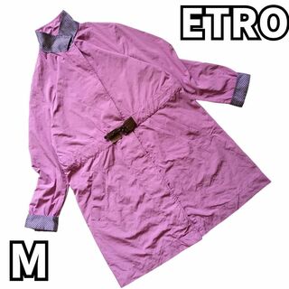 エトロ(ETRO)の【春の風を感じる✨】　エトロ　ロング コート アウター　ピンク　M(スプリングコート)