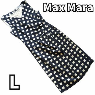 マックスマーラ(Max Mara)の【クラシックなチェック柄✨】　マックスマーラ　ワンピース カシュクール　L(ひざ丈ワンピース)