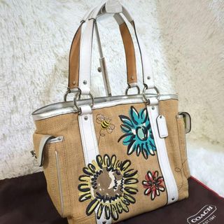 コーチ(COACH)の限定品 COACH ハンドバッグ レア かごバッグ 花柄　ハチ ターンロック(ハンドバッグ)