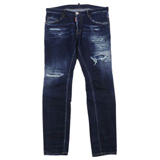 ディースクエアード(DSQUARED2)の美品●DSQUARED2 ディースクエアード 23AW S71LB1258 Super Twinky Jean ダメージ加工 デニムパンツ ジーンズ インディゴブルー 50 イタリア製 正規品 メンズ(ジャージ)