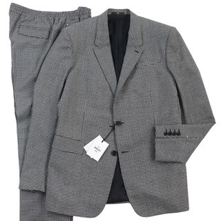 ベルルッティ(Berluti)の未使用品●BERLUTI ベルルッティ R19GCL92WCAH 千鳥格子 裏地カリグラフィ セットアップ シングルスーツ ブラック ホワイト 54 イタリア製 正規品 メンズ(セットアップ)